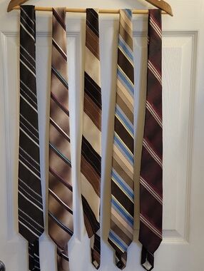 Vintage Mens Ties Brown Stripe Patterns Polyester Various Designers See Photos